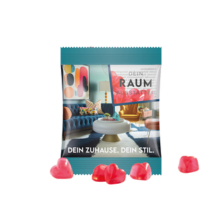 Minitüte,15 g, Folie transparent, Trolli Fruchtgummi Herz rot, Erdbeergeschmack