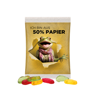 Maxitüte, Folie mit ca. 50% Papieranteil, weiß, Trolli Fruchtgummi Autos