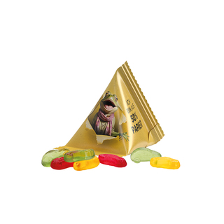 Fruchtgummi Tetraeder, Papierfolie weiß, Trolli Fruchtgummi Autos