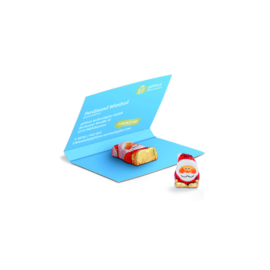 Werbekarte Visitenkartenformat, Mini-Schoko Weihnachtsmann