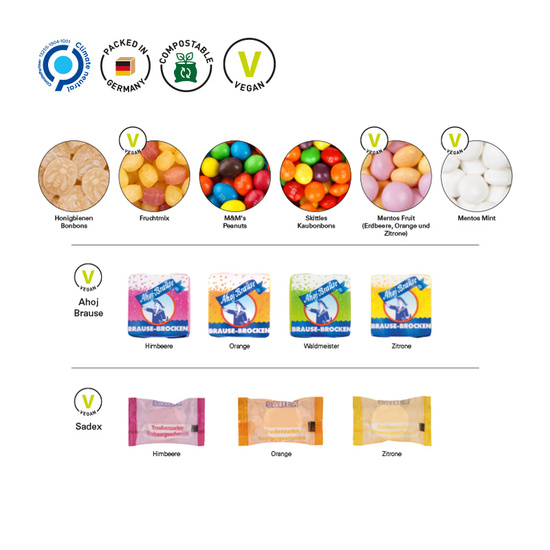 Papierdose Eco Mini, Mini Bonbons Frucht Mix