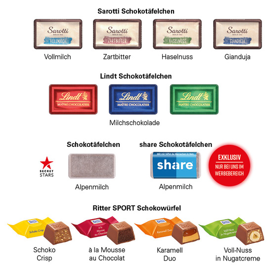 Adventskalender Transporter, Ritter SPORT Schokowürfel
