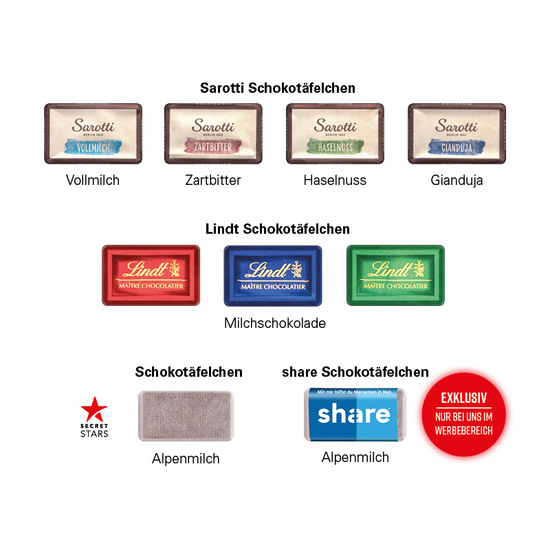 Täfelchen Adventskalender Trikot, Sarotti Schokoladen-Täfelchen