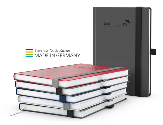 Notizbuch Vision-Book White Bestseller A5, dunkelblau inkl. Kupfeprägung