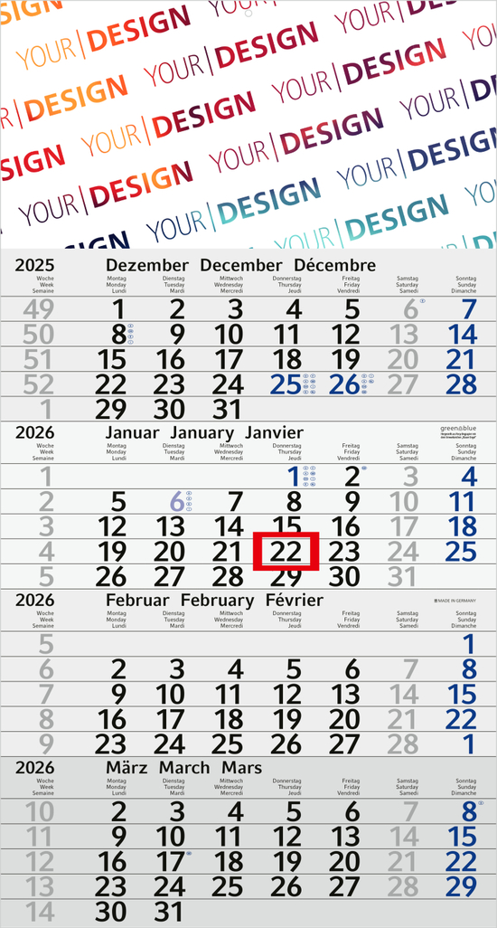 4-Monatskalender Budget 4 Recycling (Einblatt)