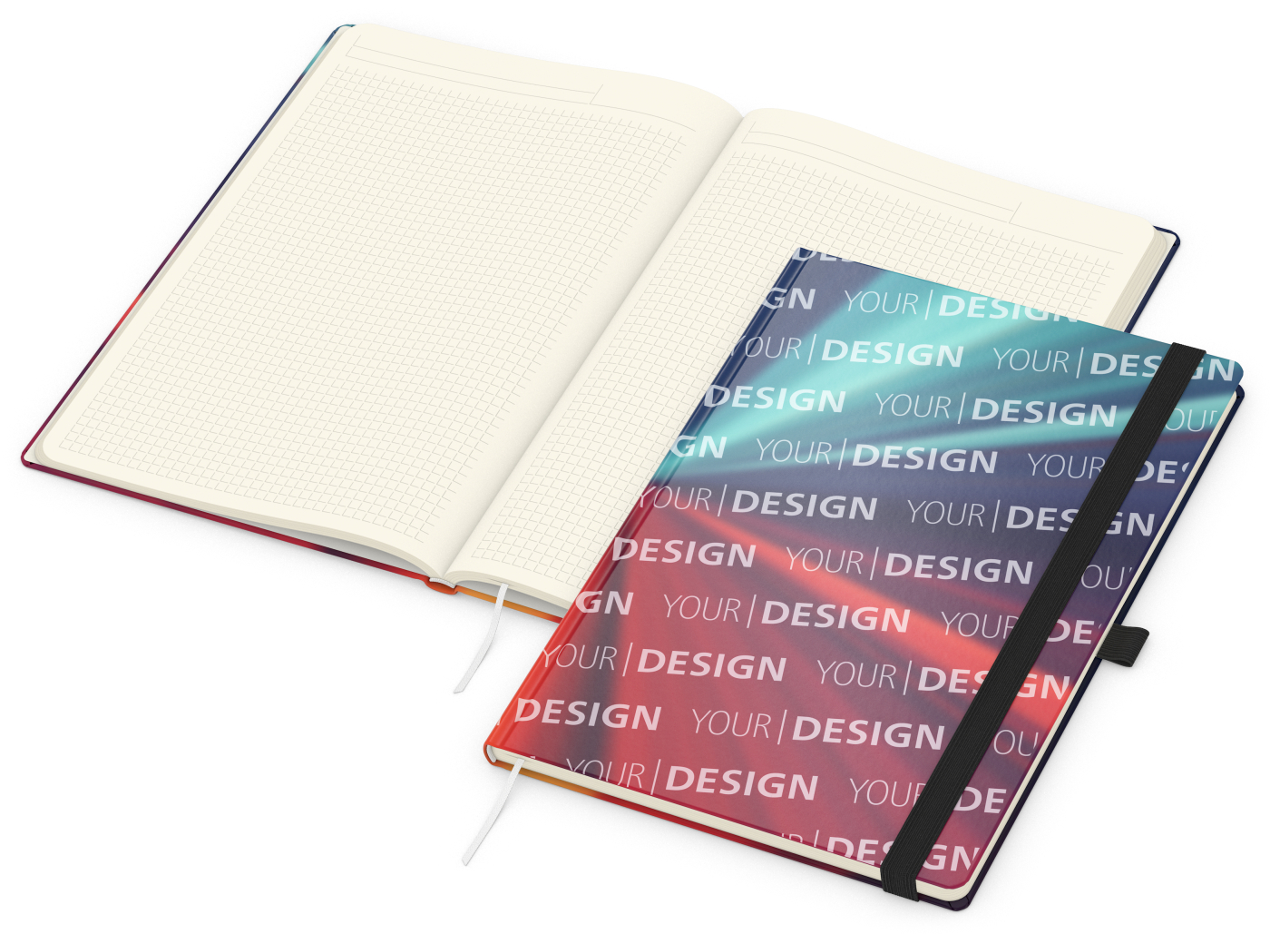 Notizbuch Match-Book Creme Bestseller, A4, Cover-Star, matt-individuell, schwarz