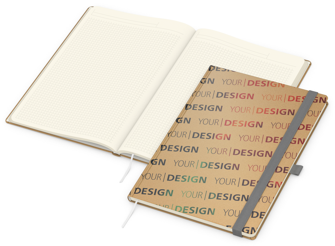 Notizbuch Match-Book Creme Bestseller, A4, Natura, braun-individuell, silbergrau
