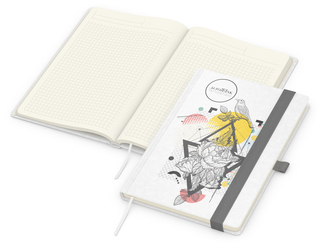 Notizbuch Match-Book Creme Bestseller, A5, Natura, individuell, silbergrau