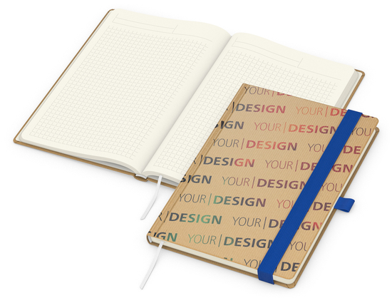 Notizbuch Match-Book Creme Bestseller, A5, Natura, braun-individuell, mittelblau