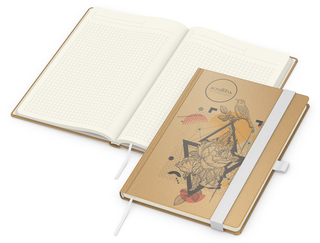 Notizbuch Match-Book Creme Bestseller, A5, Natura, braun-individuell, weiß