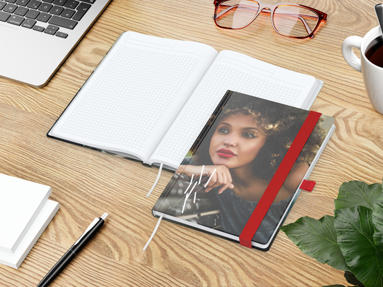 Notizbuch Match-Book White Bestseller, A5, Cover-Star, gloss-individuell, rot