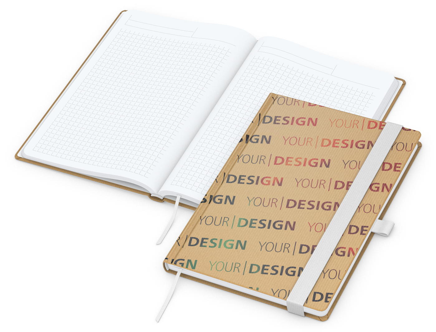 Notizbuch Match-Book White Bestseller, A5, Natura, braun-individuell, weiß