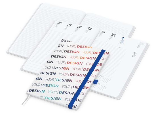 Wochenplaner Match-Hybrid White Bestseller, A4, Natura individuell, mittelblau