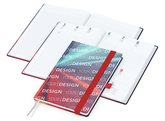 Wochenplaner Match-Hybrid White Bestseller, A5, Cover-Star matt-individuell, rot