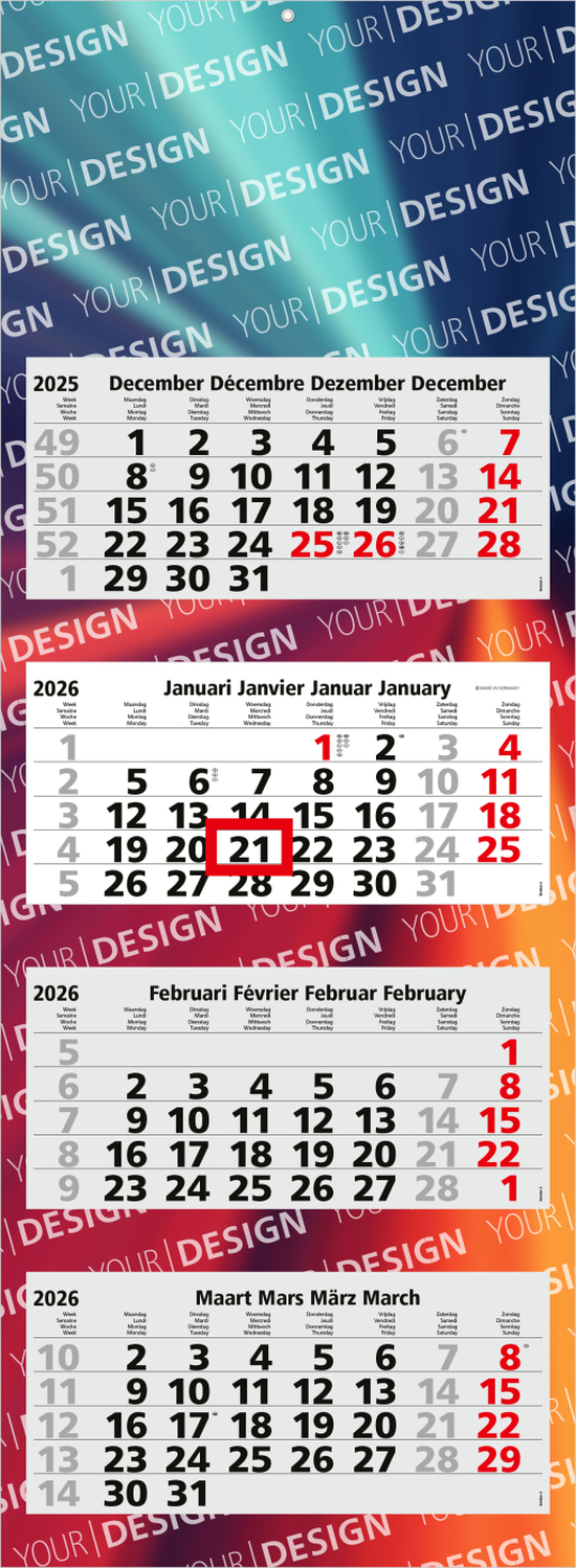 4-Monatskalender Quadro Light 4 Bestseller, Benelux (Mehrblock)