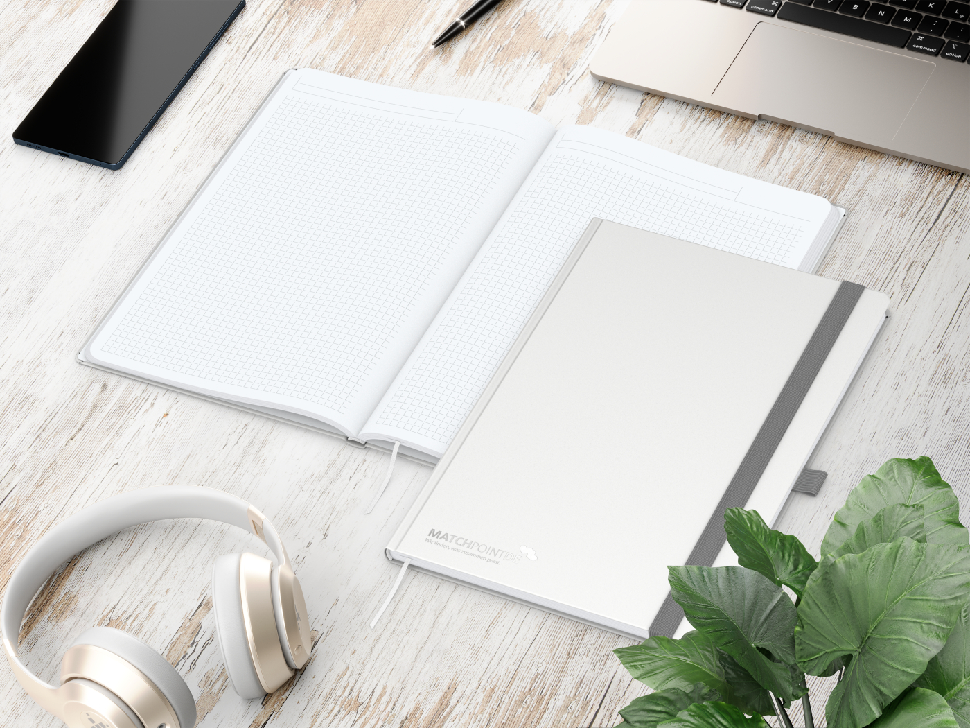 Notizbuch Vision-Book White Bestseller, A4, weiß inkl. Silberprägung