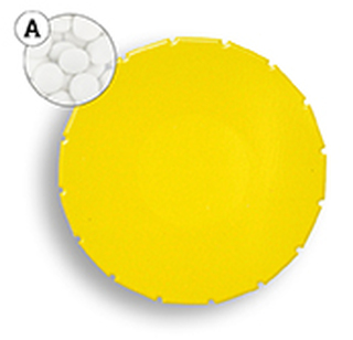 Super Mini Clic Clac Box 12 g Pfefferminztabletten weiß PMS Yellow C