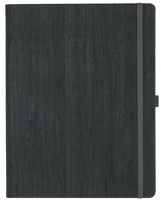 Notizbuch Style Large im Format 19x25cm, Inhalt kariert, Einband Woody in der Farbe Charcoal