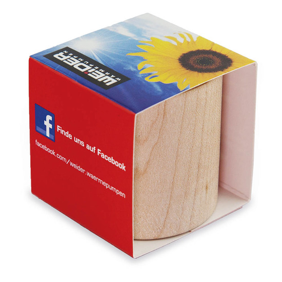 Pflanz-Holz rund mit Samen - Fichte, Lasergravur