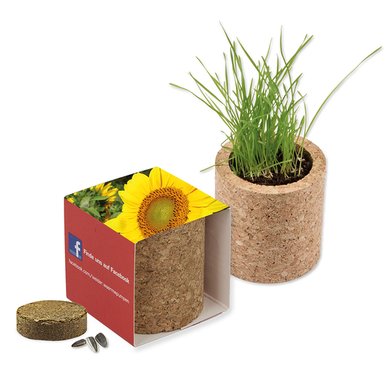 Pflanz-Kork rund mit Samen - Gartenkresse, Rundum-Lasergravur