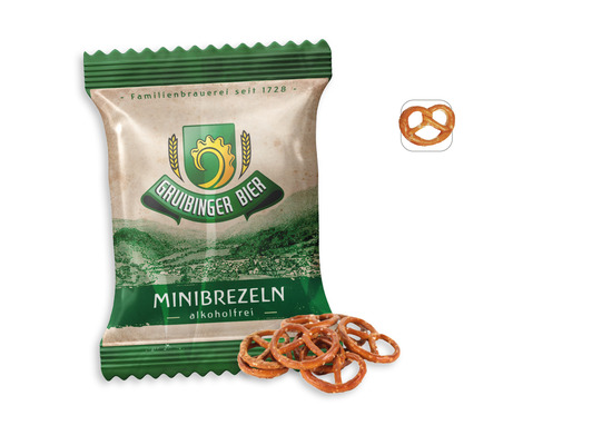 Mini Salzbrezeln Werbetüte, Inhalt: Mini Salzbrezeln