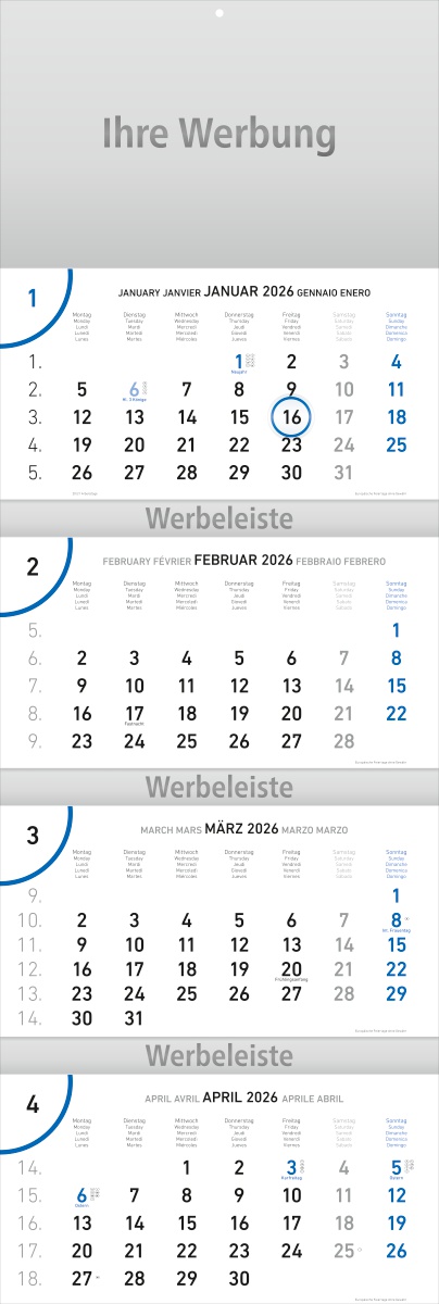 Viermonatsplaner Future-quattro blau